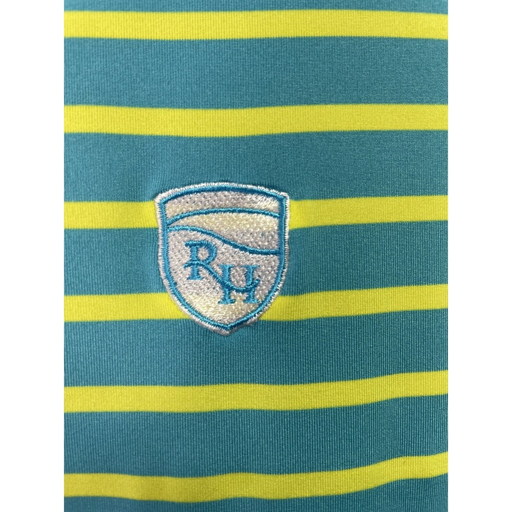 RLX Ralph Lauren Round Hill CC Mens Large Green/Yellow Striped Golf Polo (BB19) - Picture 3 of 6